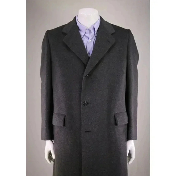 Malcolm Kenneth x B. Altman Kittens Ear Velour Wool Gray/Black Wool Overcoat 41L - Picture 2 of 10